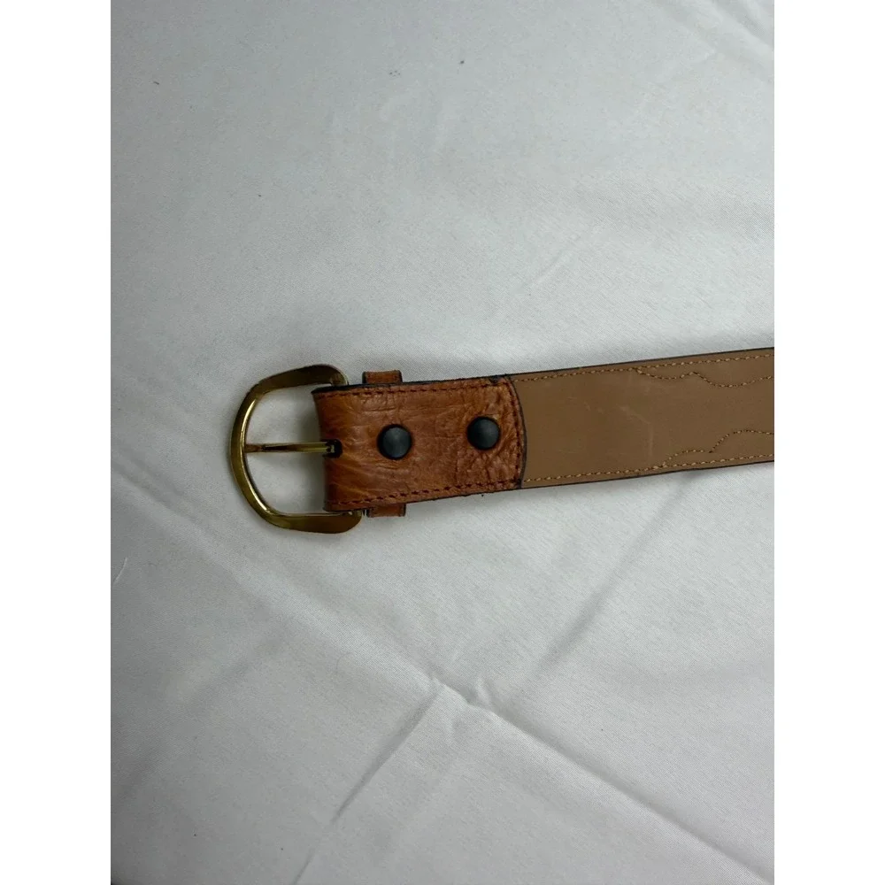 Nocona Belt Co Western Belt Mens 36‎ Brown Leather Brass Buckle
